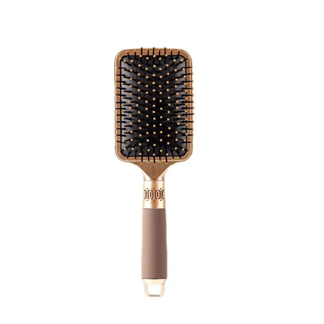 Air Cushion Massage Comb with Non-Slip Handle, Detangling Hair Brush, Reduces Frizz and Breakage, Big Bend Smooth Modeling Hair Comb, 25cm * 8.5cm - Matte Gold / Square Comb