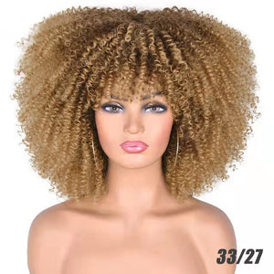 Female Hair African Small Curly Hair Explosion Head Black Chemical Fiber Wig Full Head Set