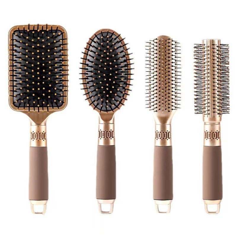 Air Cushion Massage Comb with Non-Slip Handle, Detangling Hair Brush, Reduces Frizz and Breakage, Big Bend Smooth Modeling Hair Comb, 25cm * 8.5cm - Matte Gold / Square Comb