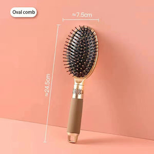 Air Cushion Massage Comb with Non-Slip Handle, Detangling Hair Brush, Reduces Frizz and Breakage, Big Bend Smooth Modeling Hair Comb, 25cm * 8.5cm - Matte Gold / Square Comb